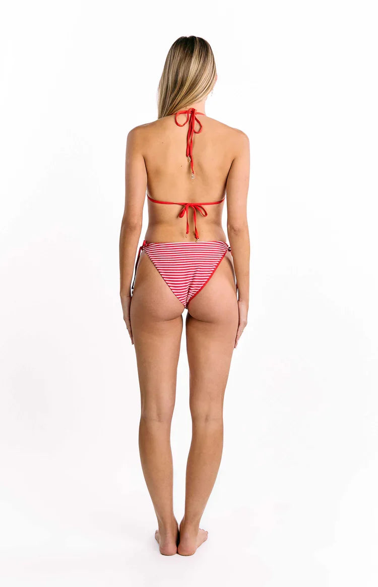 9.0 Swim Wave Red Stripe Tie Bikini Bottoms