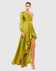 High Low One Shoulder Flowy Gown