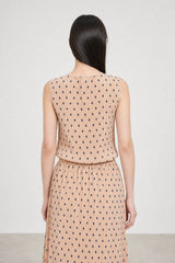 Beige and black polka dot ribbed tank