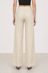 Beige pleated tailored short trousers
