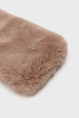 Beige thick faux fur tuck scarf