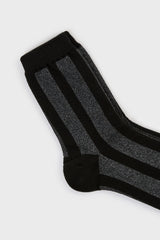 Black and silver glitter vertical striped socks