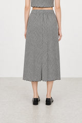 Black and white gingham lettuce trim pencil skirt