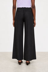 Black floaty wide leg drawstring trousers