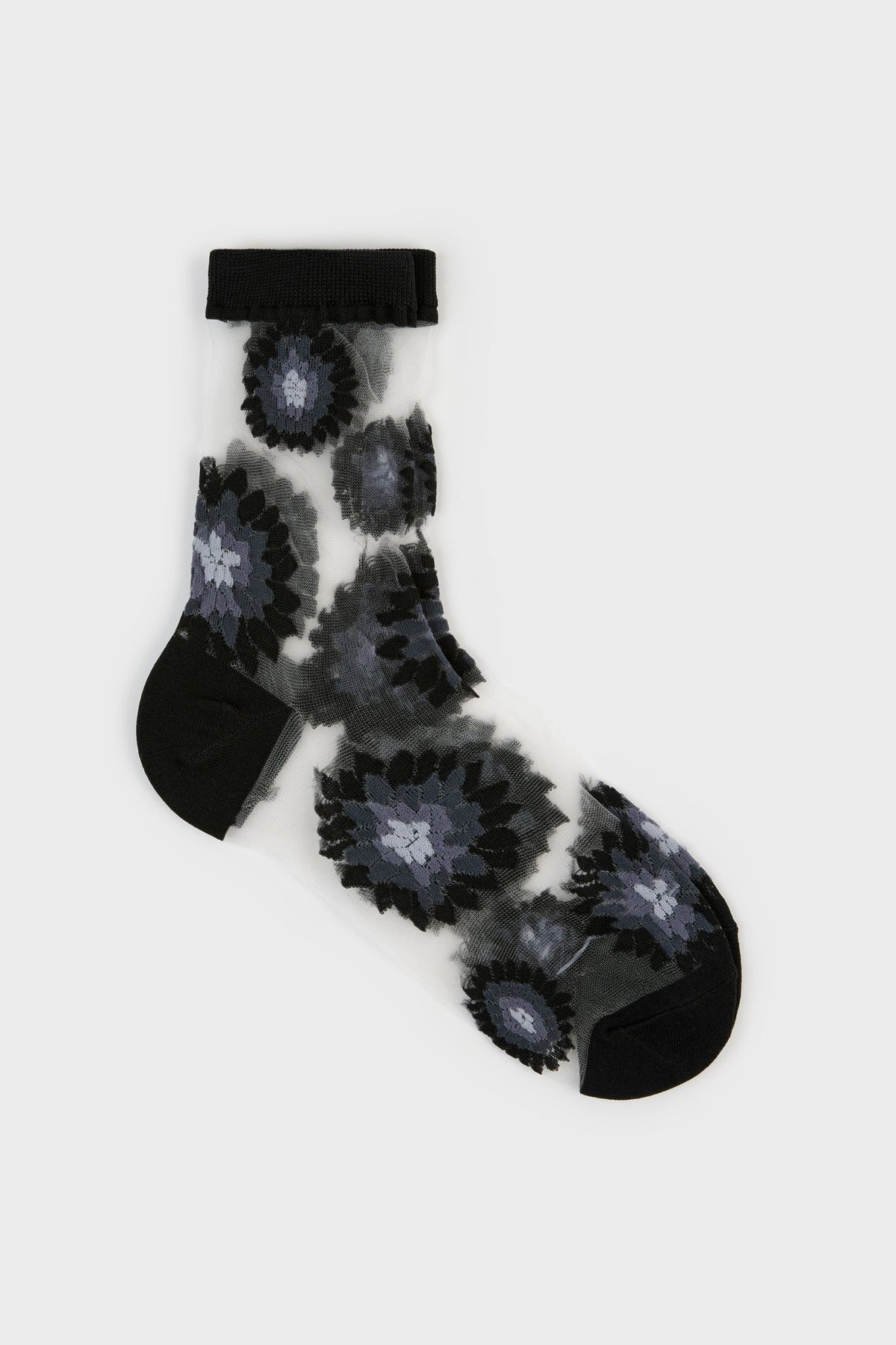 Black large daisy sheer socks
