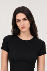 Black lightly padded fitted tee