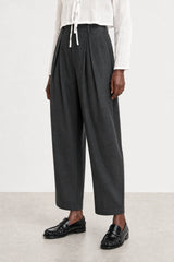Black nylon blend smart balloon leg trousers