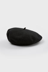 Black wool beret
