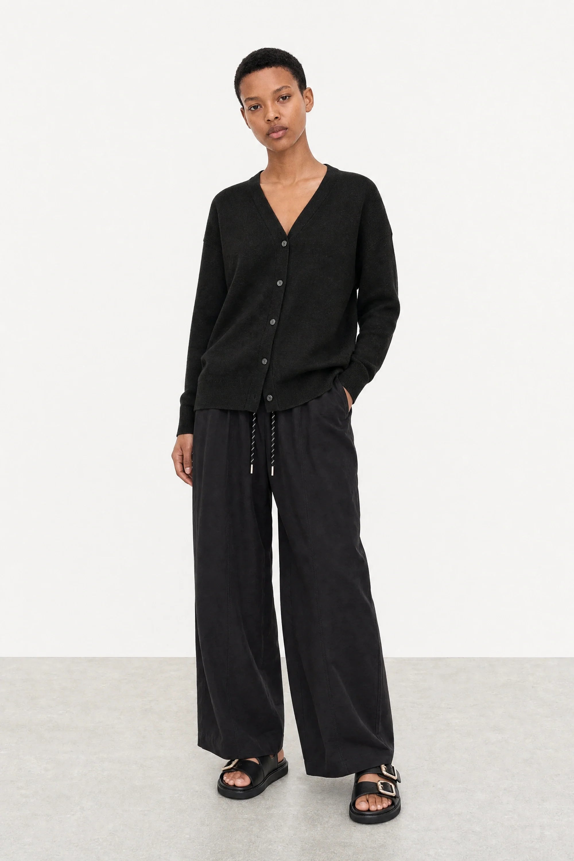 Black bamboo blend boyfriend cardigan