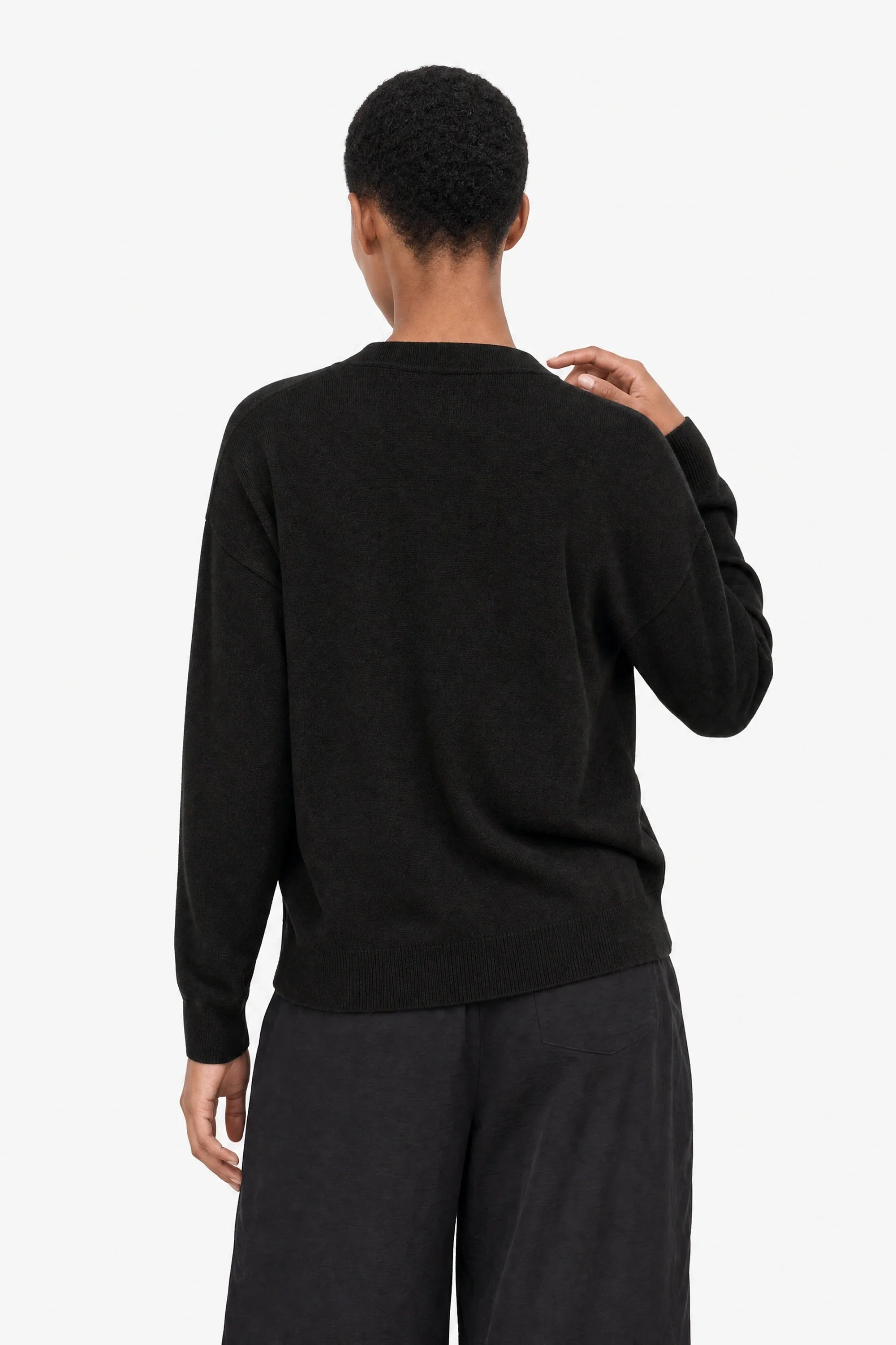 Black bamboo blend boyfriend cardigan