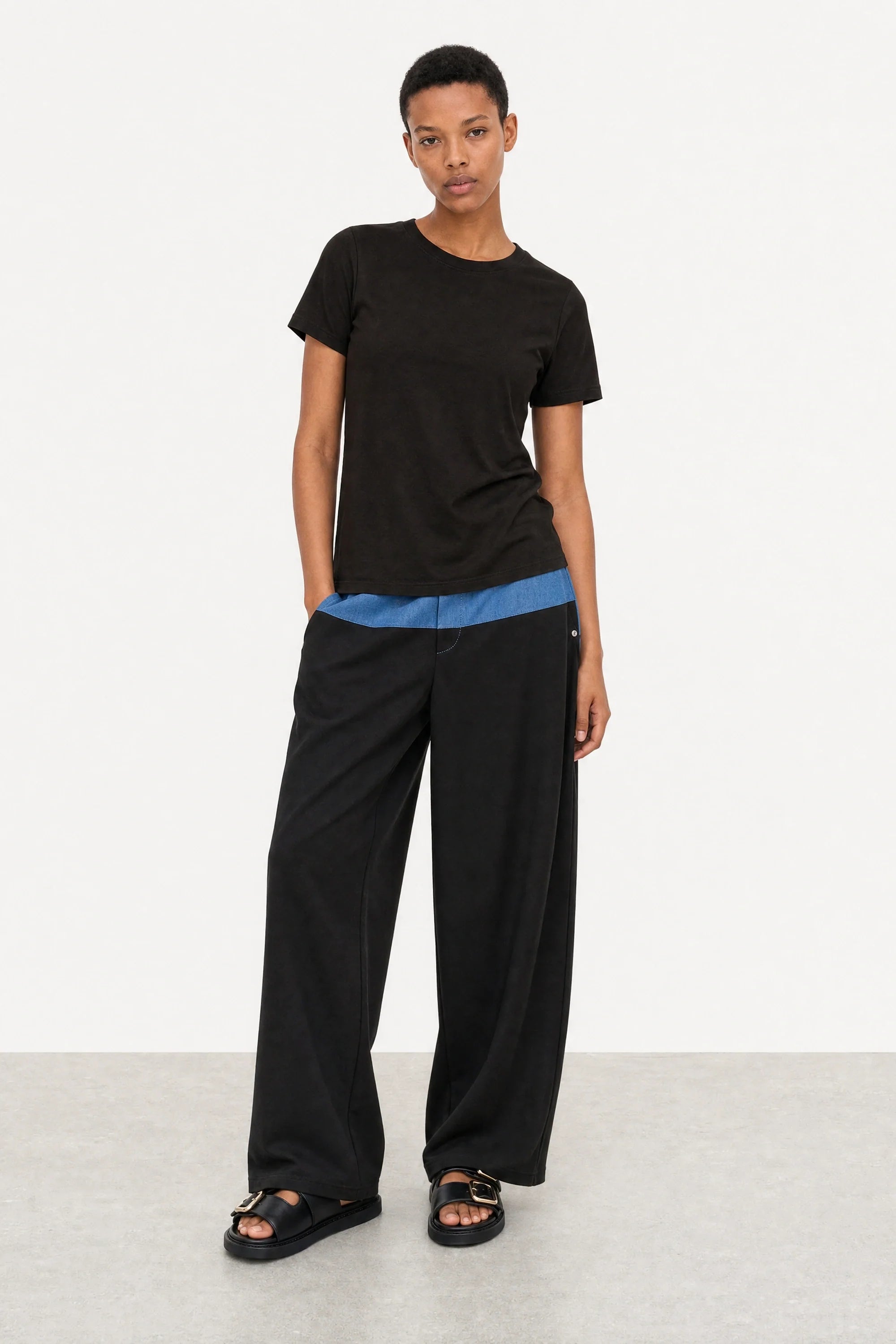 Black semi sheer relaxed fit t-shirt
