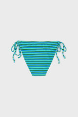 Blue and green multistripe terrycloth bikini and skirt set