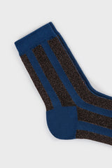 Blue and pink glitter vertical striped socks