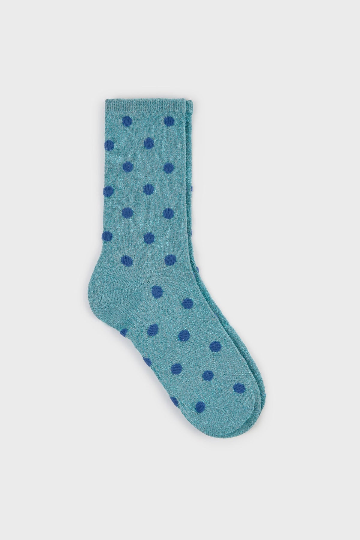Blue metallic polka dot socks