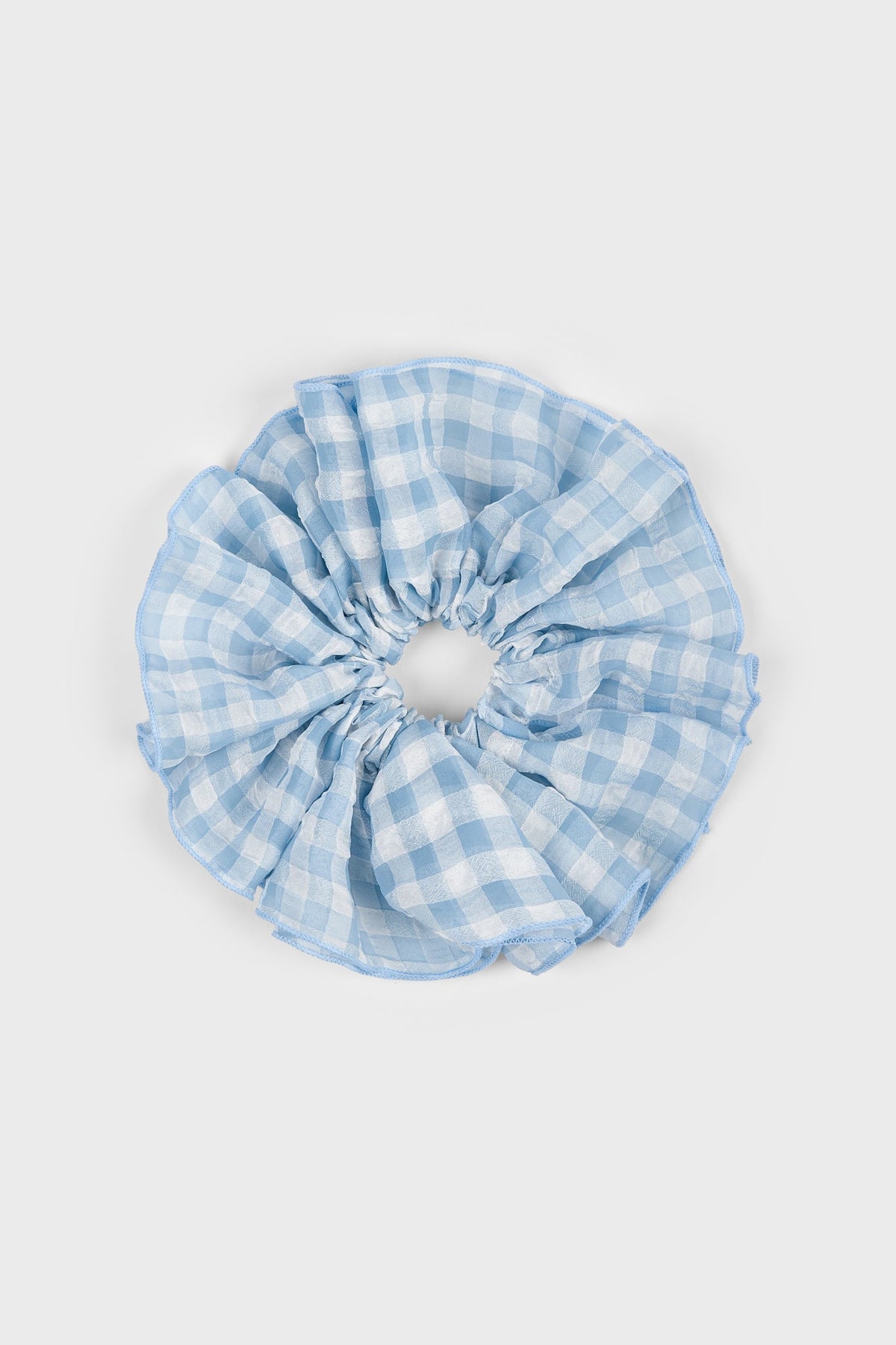 Blue sheer gingham scrunchie