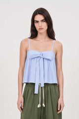 Blue striped bow front tank