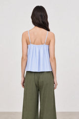 Blue striped bow front tank