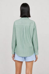 Bright green and ivory striped shirt