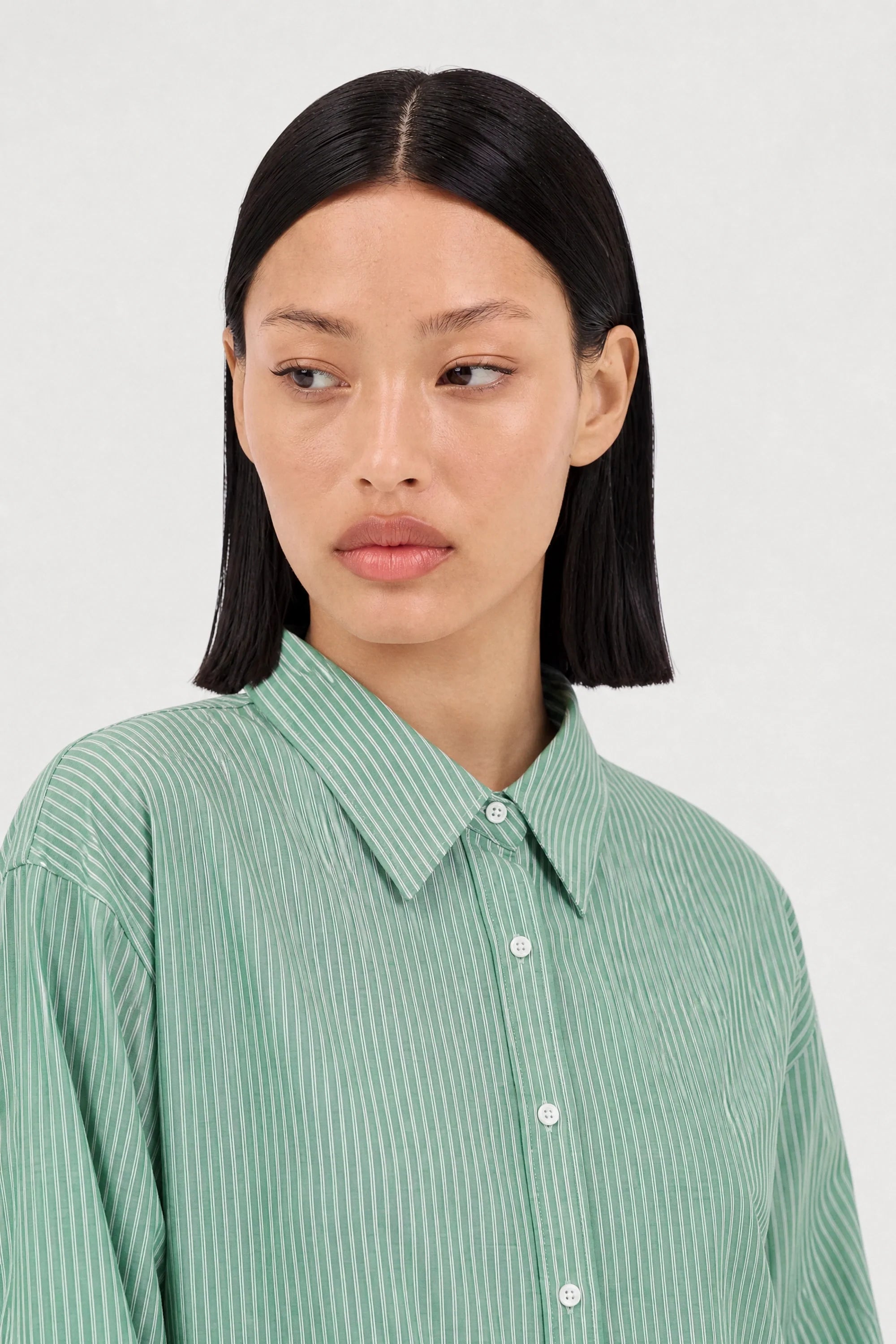 Bright green and ivory striped shirt