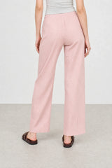 Bright pink checked drawstring trousers