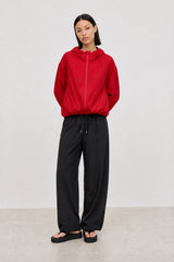Bright red box textured hooded windbreaker