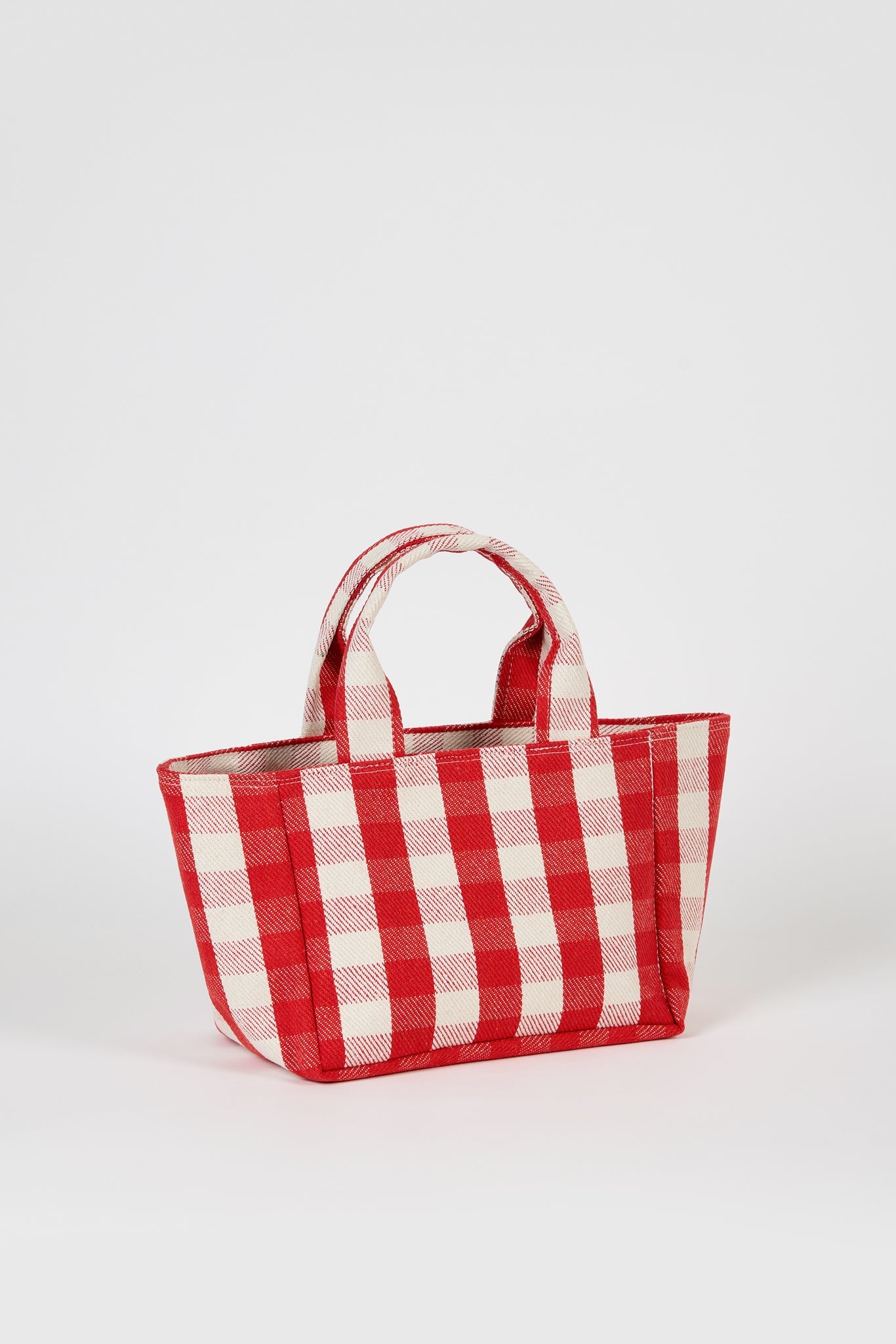 Bright red giant check mini tote bag