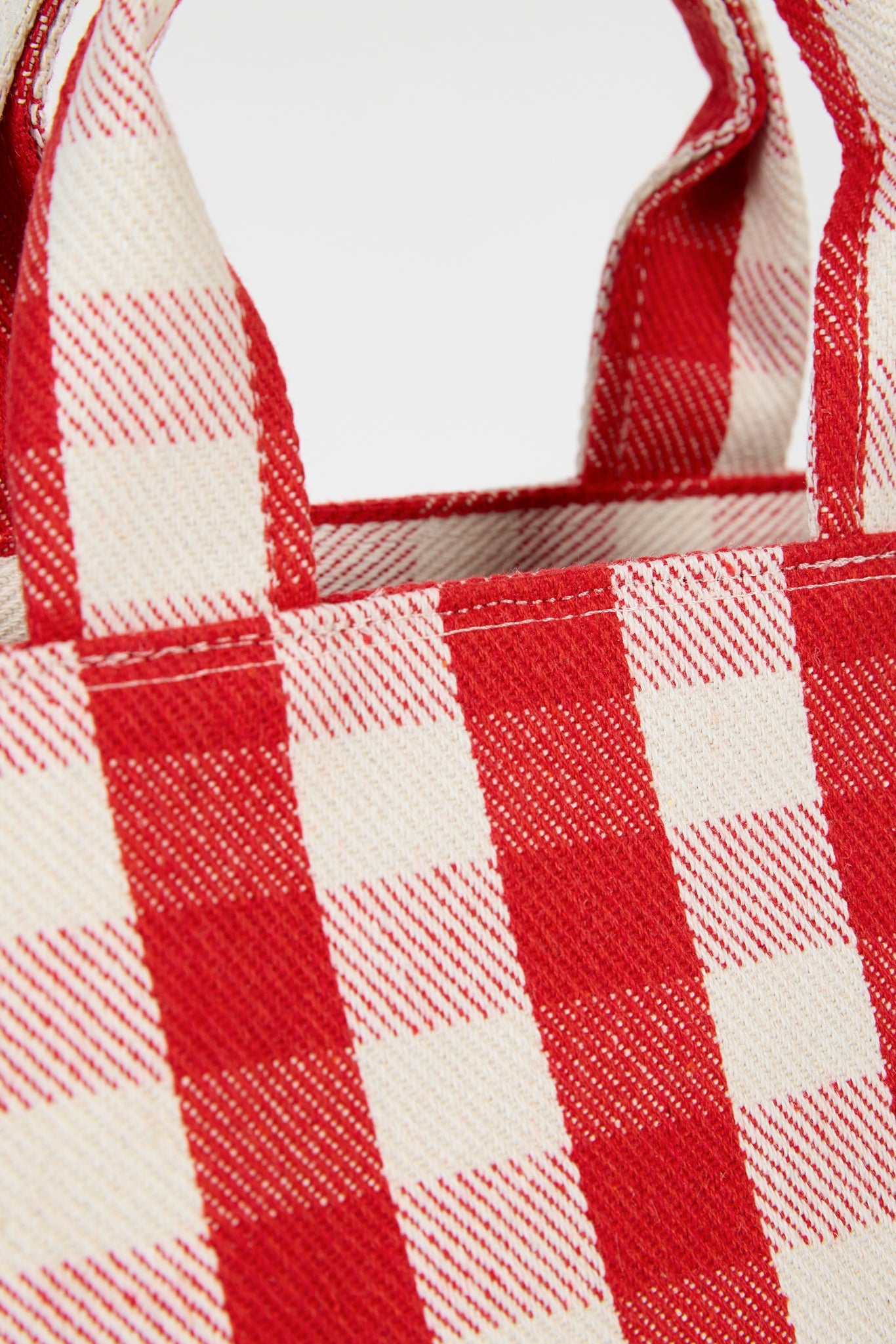 Bright red giant check mini tote bag