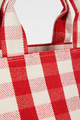 Bright red giant check mini tote bag