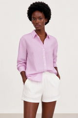 Bright pink and ivory striped shirt