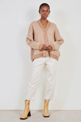 Brown and ivory herringbone cardigan