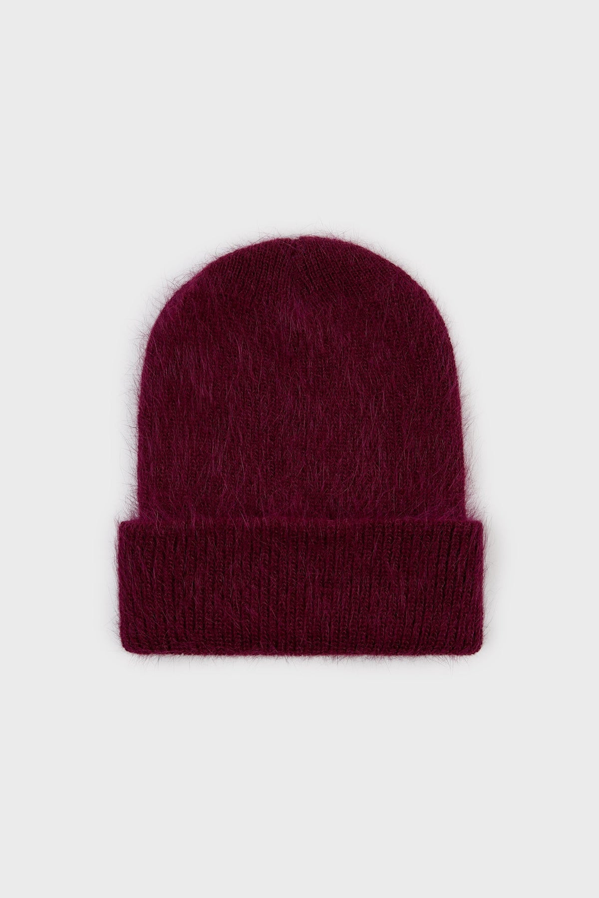 Burgundy mohair beanie hat