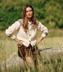 CLARKE CARDIGAN -- OATMEAL OLYMPIA FAIR ISLE