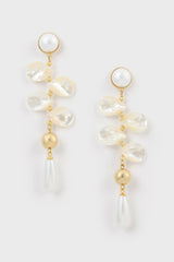Cascading pearl gold trimmed drop earrings