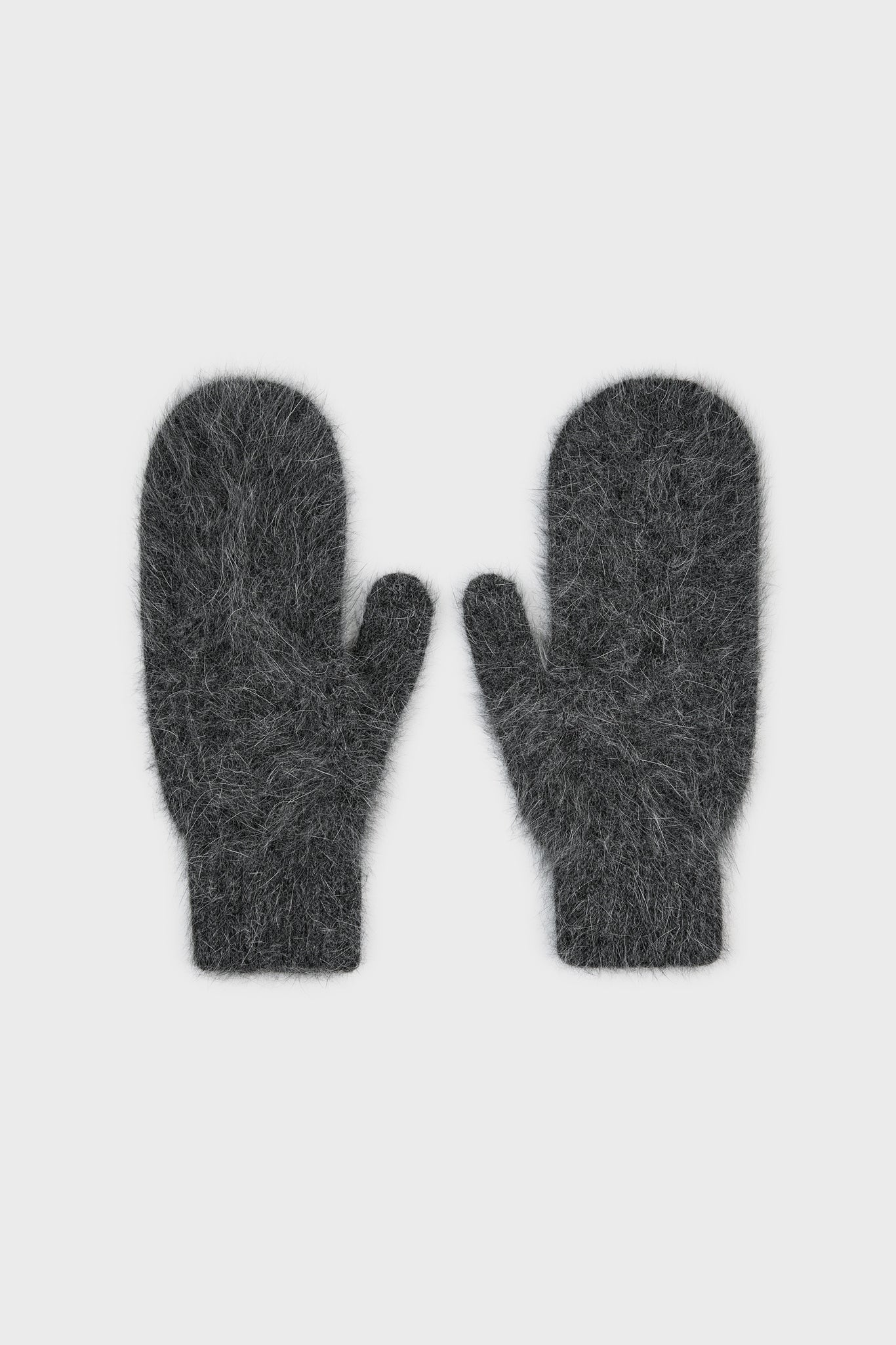 Charcoal grey mohair mittens