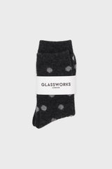 Charcoal and grey polka dots wool long socks