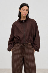 Chocolate brown high low windbreaker