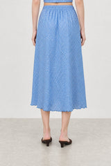 Cobalt blue and white gingham lettuce trim pencil skirt