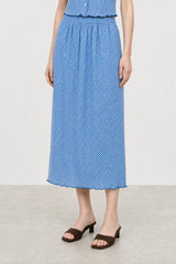 Cobalt blue and white gingham lettuce trim pencil skirt