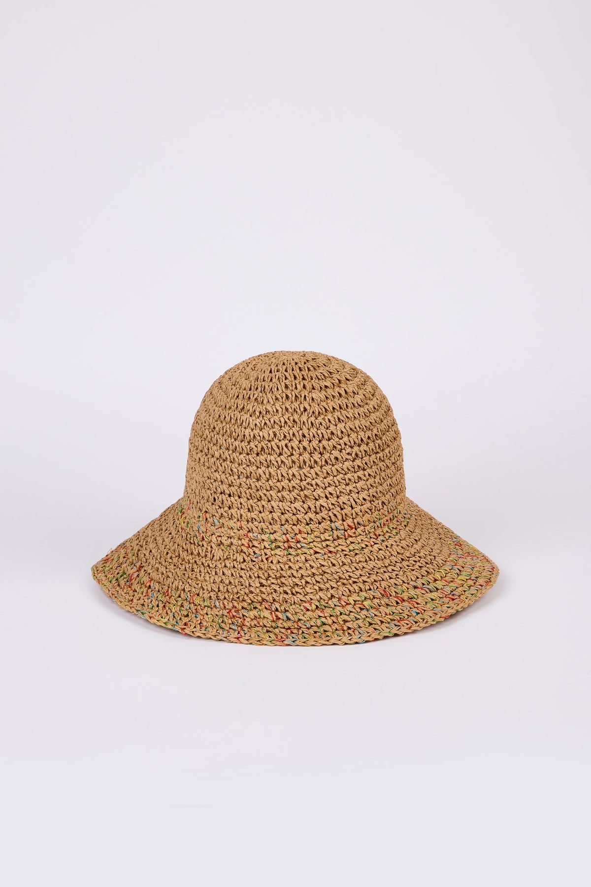 Dark beige rainbow fleck trim straw hat