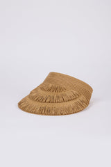 Dark beige tiered straw sun visor