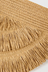 Dark beige tiered straw sun visor