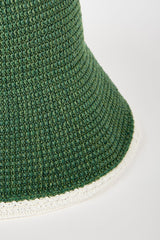 Dark green and white trim wide brim sun hat