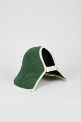 Dark green and white trim wide brim sun hat