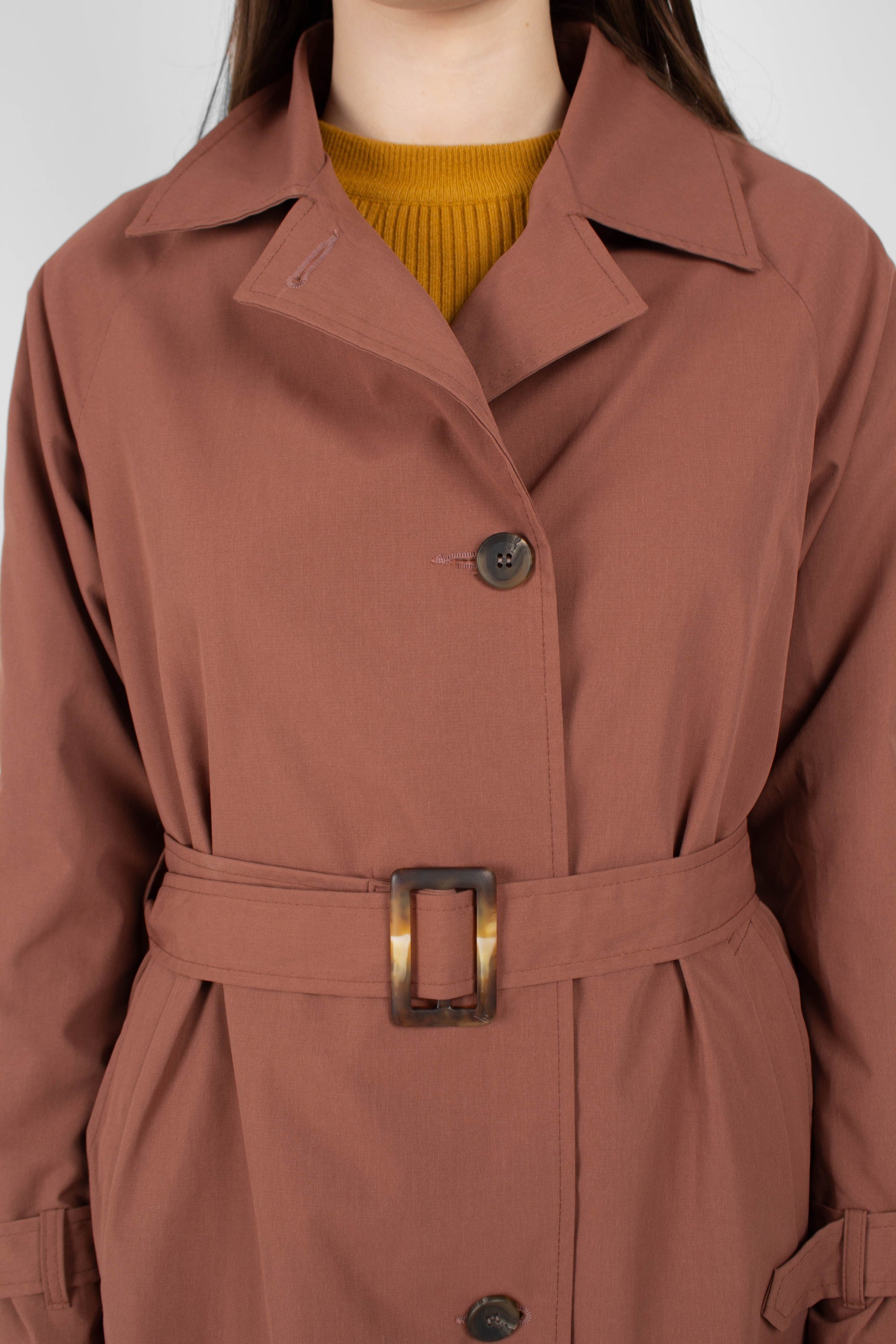 Dusty pink single breasted trench coat