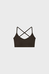 Brown strappy back shrunken bralette
