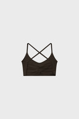 Brown strappy back shrunken bralette