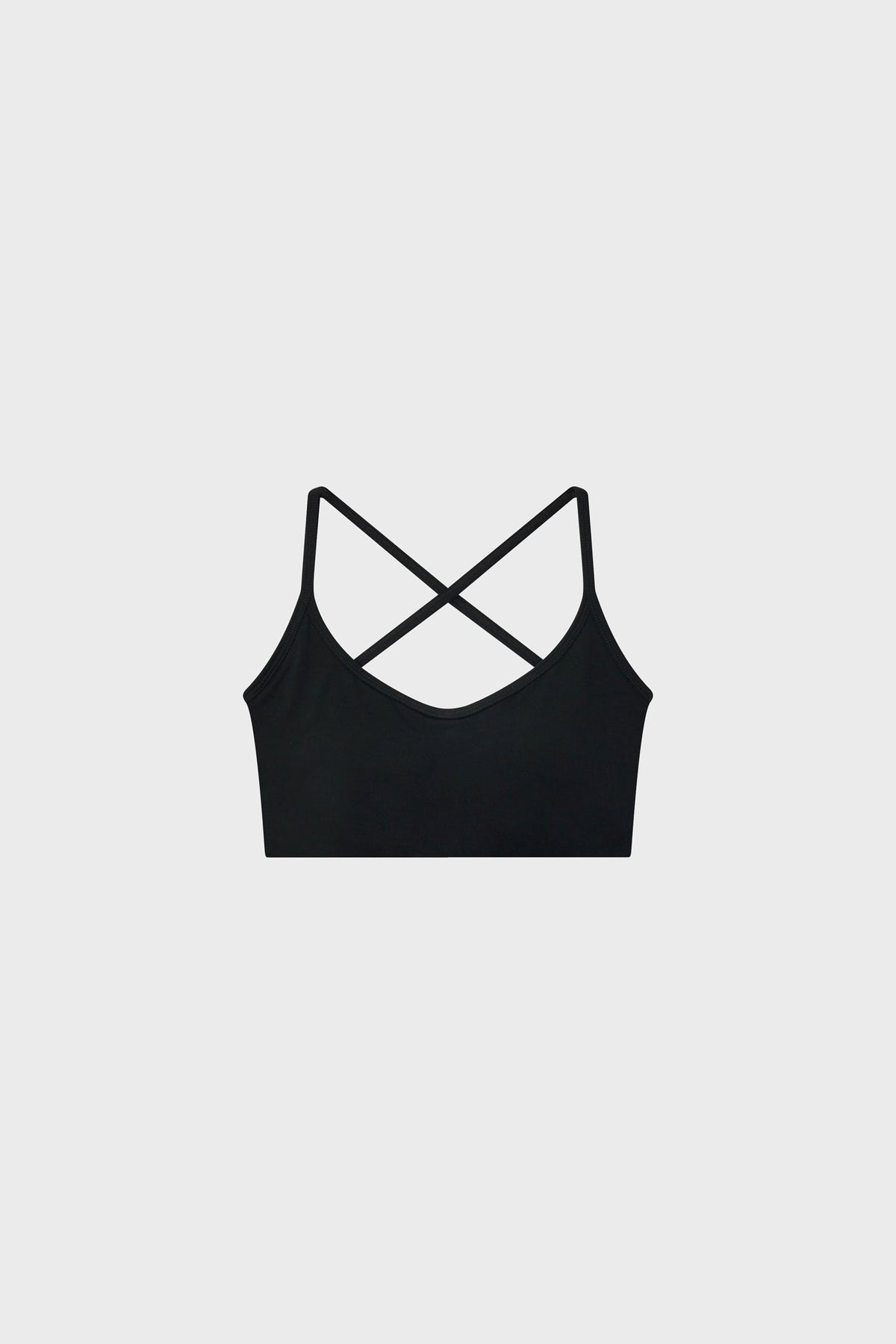 Black strappy back shrunken bralette