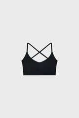 Black strappy back shrunken bralette