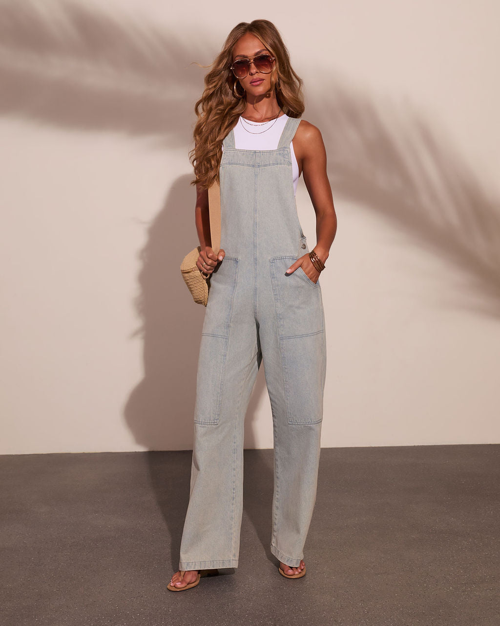 Cloudette Wide Leg Denim Overalls