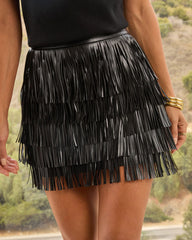 Midnight City Fringe Mini Skirt